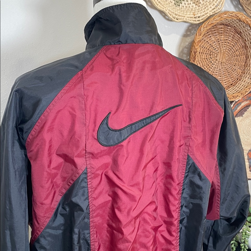 Vintage 90’s Nike Jacket Red Black Colorblock Windbreaker Swoosh Mens Sz Large - Picture 2 of 14